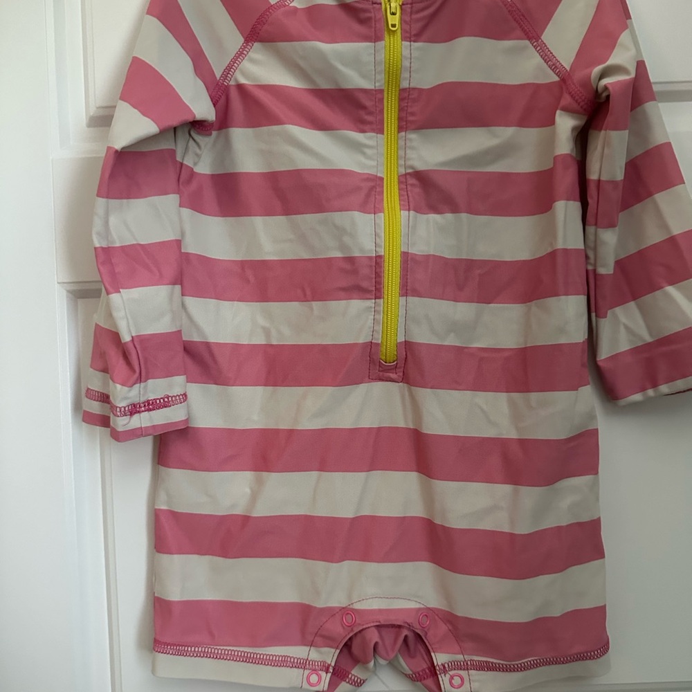 Primary Pink and Cream Rashguard with Front Zipper